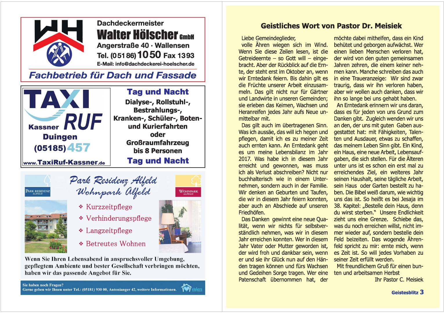 Gemeindebrief September 2017 - November 2017