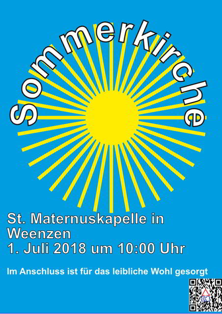 2. Sommerkirche in Weenzen am 1. Juli um 10 Uhr