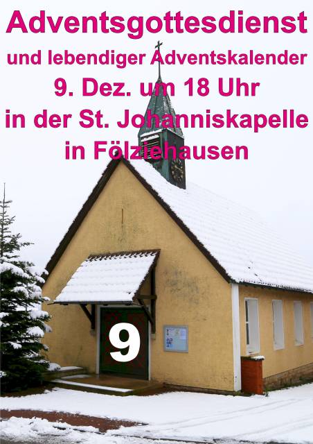 9. Türchen öffnet sich in der St. Johanniskapelle in Fölziehausen mit Chor